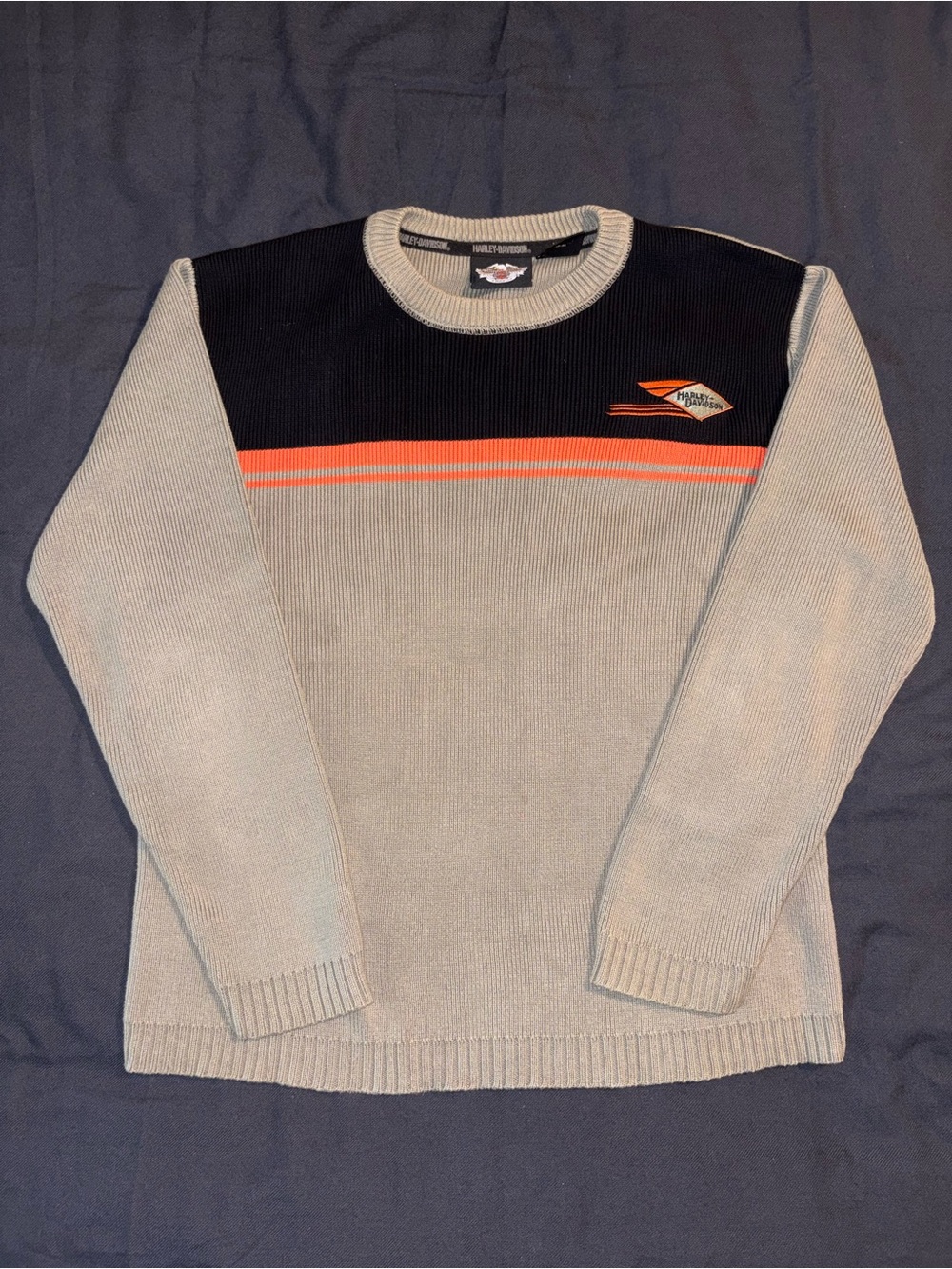 Harley Davidson Heavyweight Knit Sweater Vintage Medium Eagle Biker Style Street
